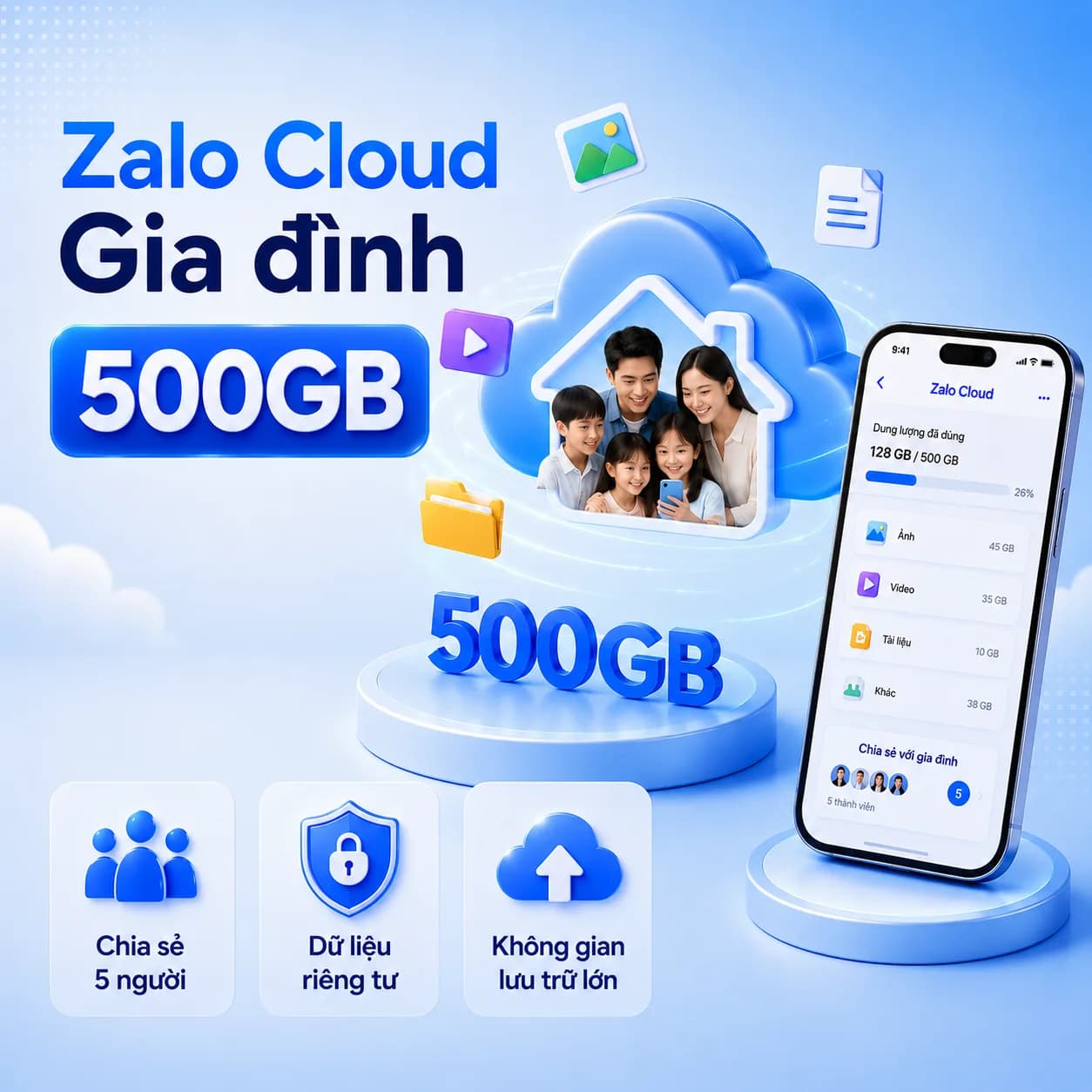 Zalo Cloud Gia Đình - 500GB