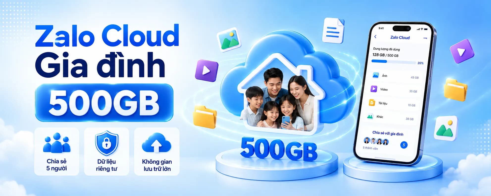 Zalo Cloud Gia Đình - 500GB